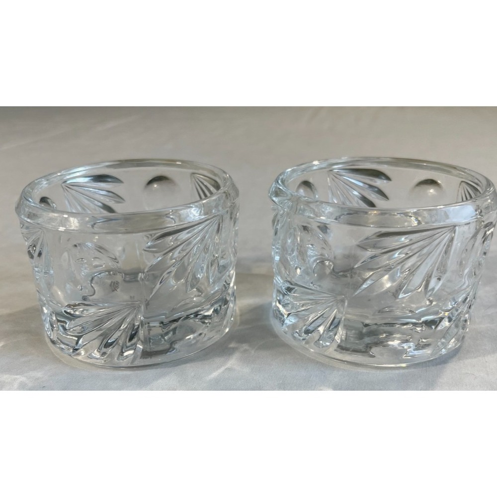 Vintage Cut Glass Candle Holders Set | Crystal Votive Tealight Decor Pair